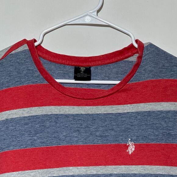 Vintage Polo Assn Short Sleeve Crew Neck Pullover Shirt Gray Red Men’s Size XL - Picture 2 of 8